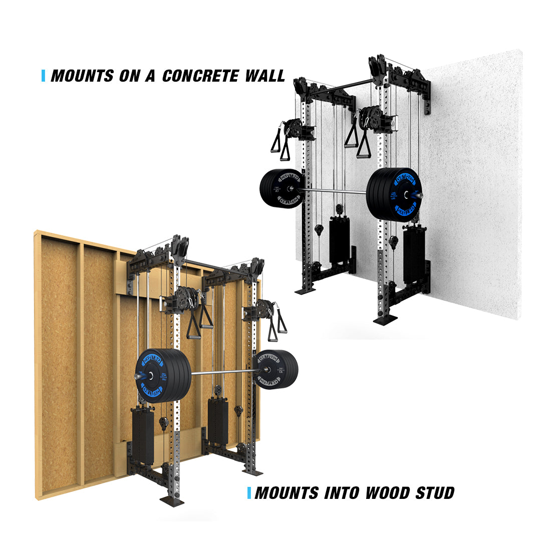 mounts on a concrete wall or into wood stud