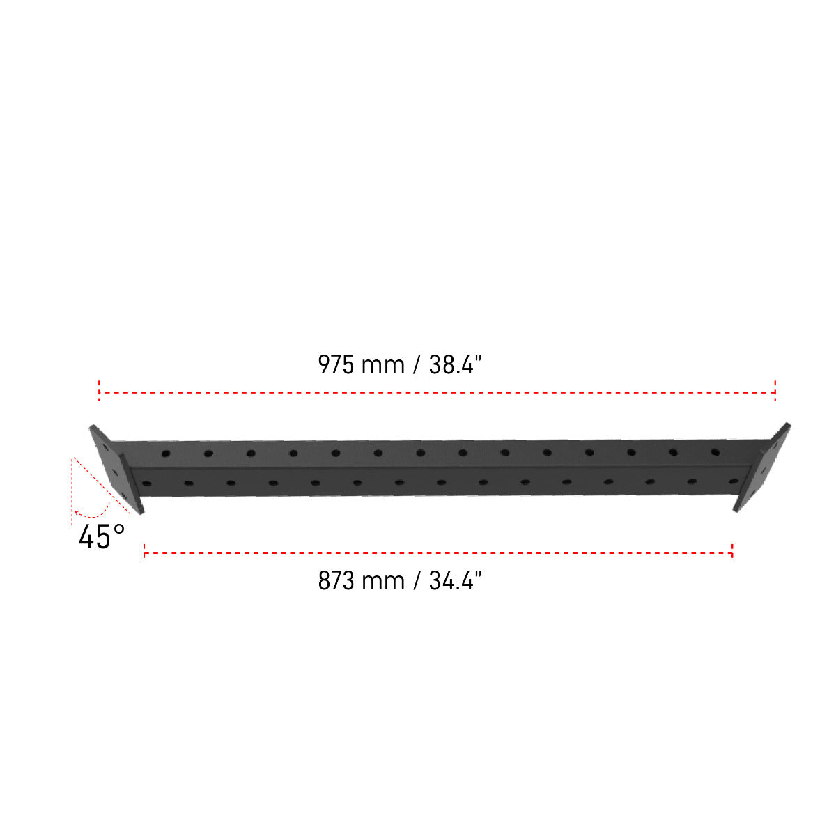 Dimension for Builder Inner Angled CrossBar for 4' or 6' width