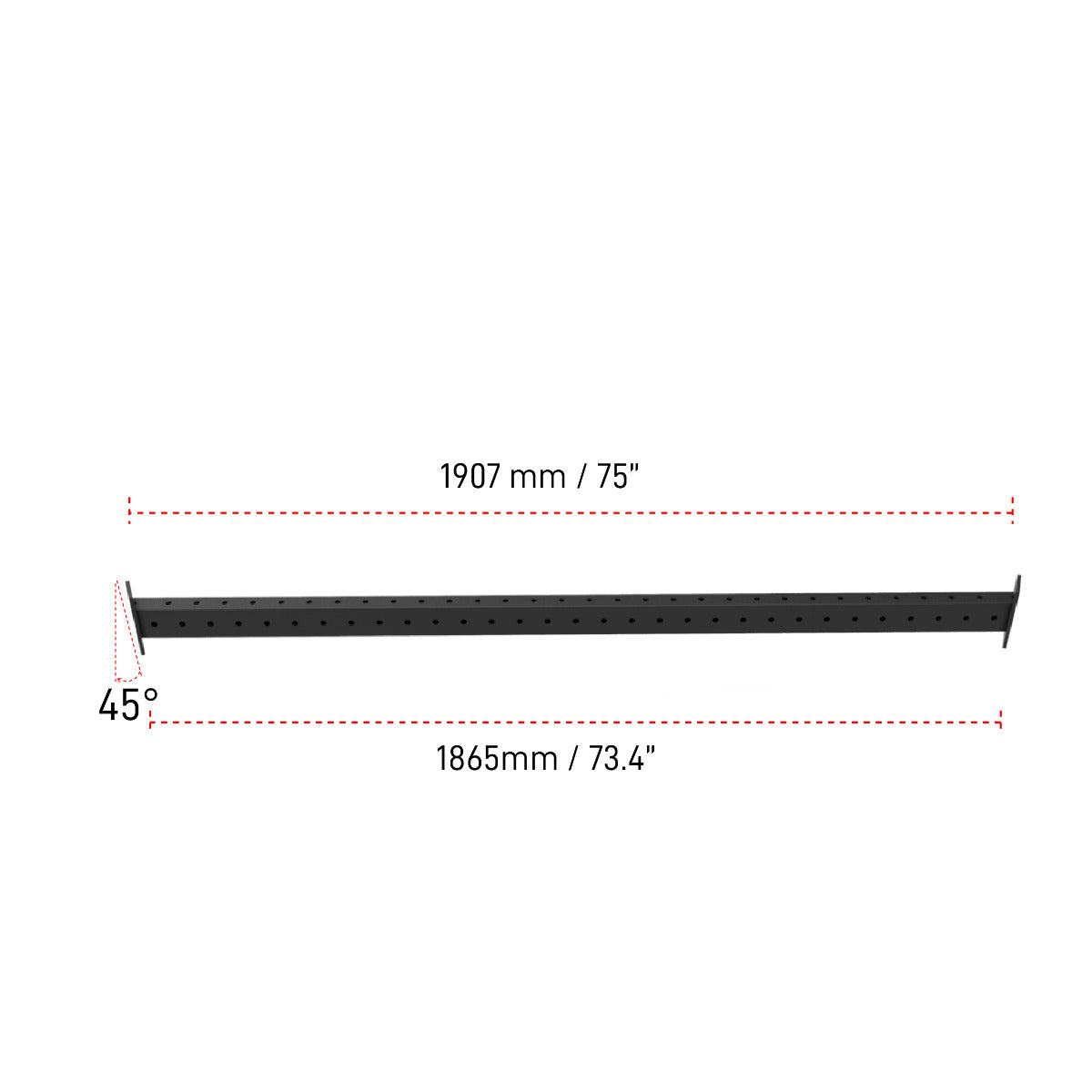 Dimension for Builder Outer Angled Cross Bar for 6' width