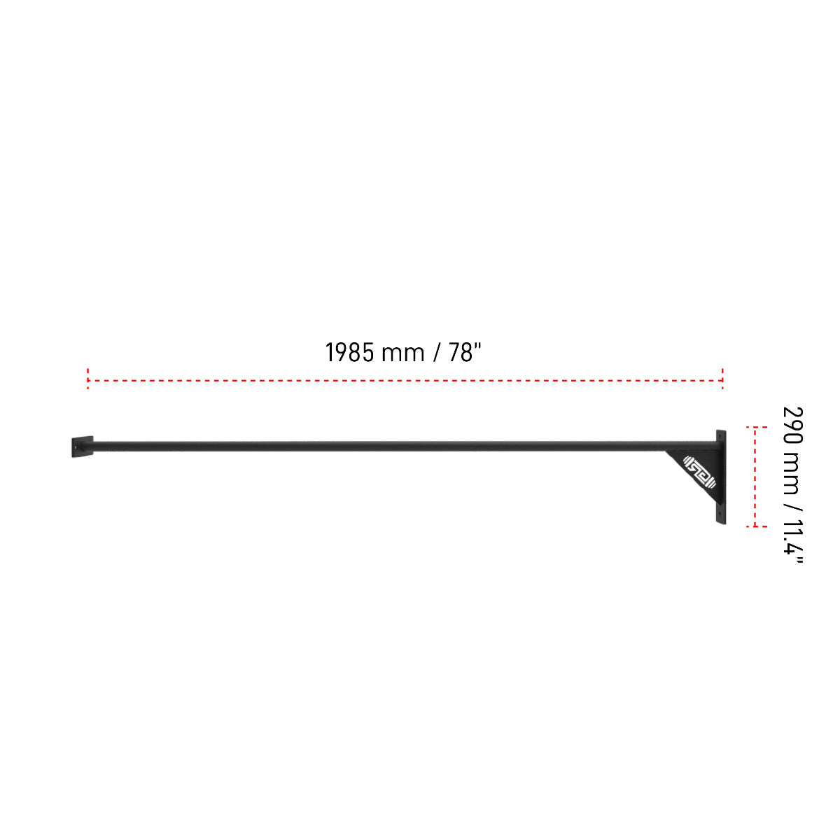 Dimension for Builder Angled Corner Pull Up Bar for 6' width