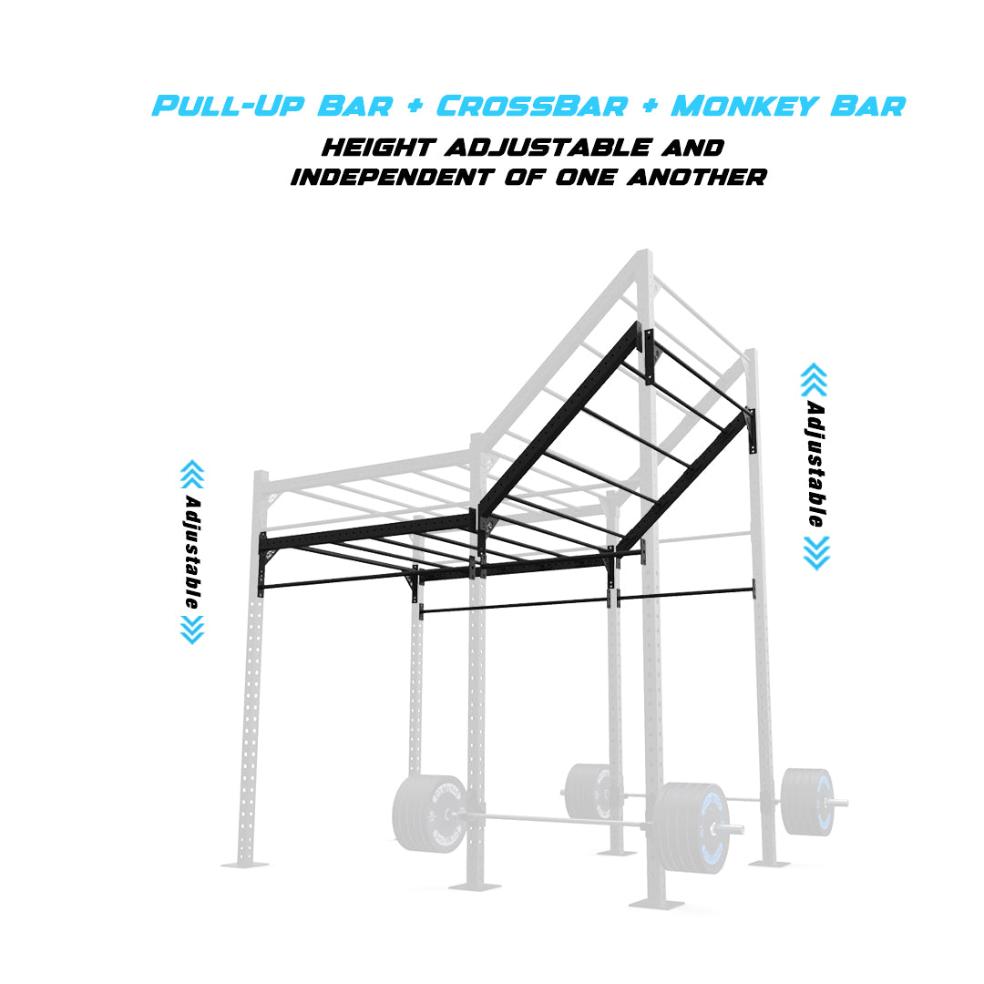 10' Freestanding Builder® Pull Up Rig Pull-Up Bar, Crossbar and Monkey Bar Adjustability