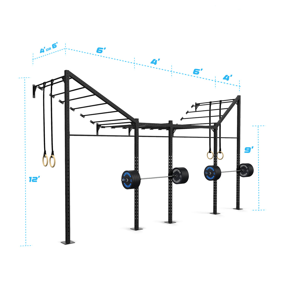 20' Wall-Mount Builder® Pull Up Rig: Advanced 2 length and width dimensions