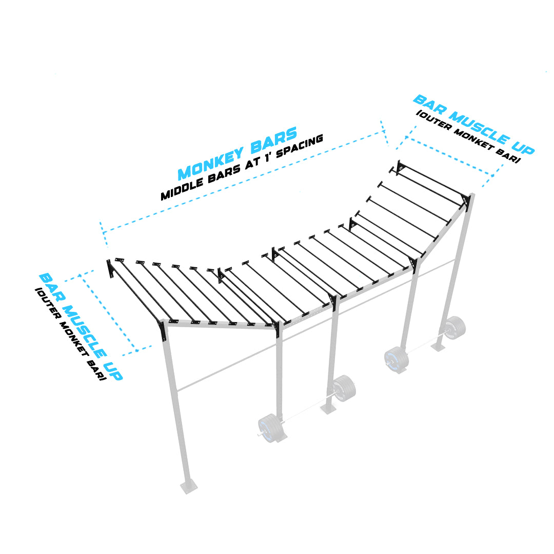 20' Wall-Mount Builder® Pull Up Rig Monkey bar middle spacing