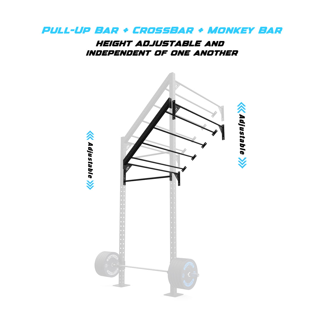 4' Wall-Mount Builder® Pull Up Rig Pull-Up Bar, Crossbar and Monkey Bar Adjustability
