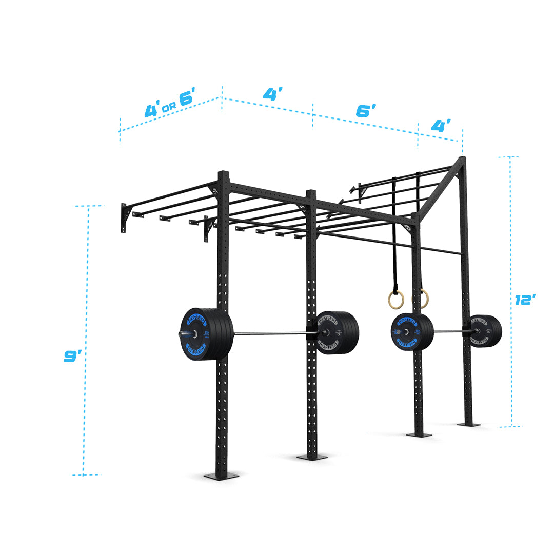 14' Wall-Mount Builder® Pull Up Rig: Advanced 3 length and width dimensions