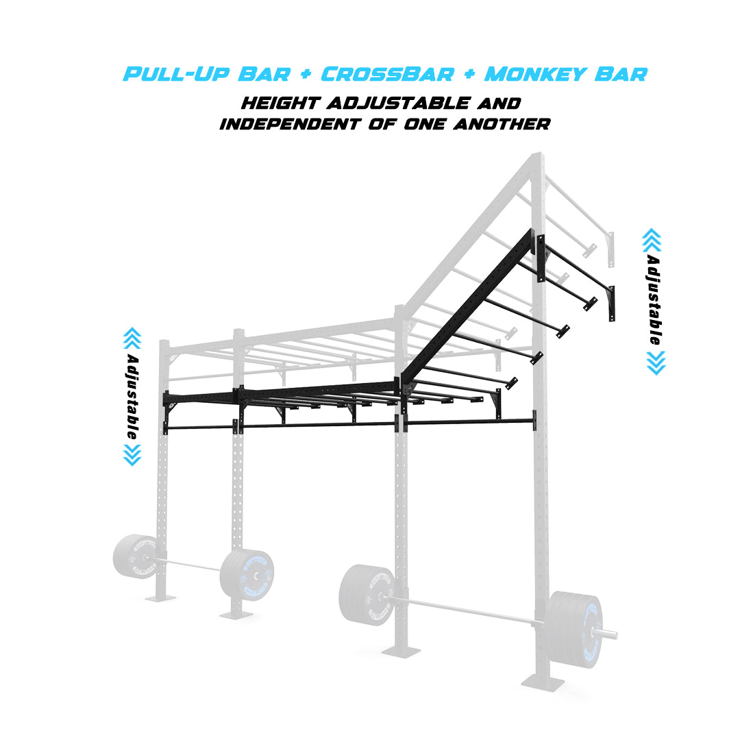 14' Wall-Mount Builder® Pull Up Rig Pull-Up Bar, Crossbar and Monkey Bar Adjustability