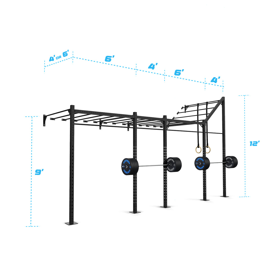20' Wall-Mount Builder® Pull Up Rig: Advanced 5 length and width dimensions