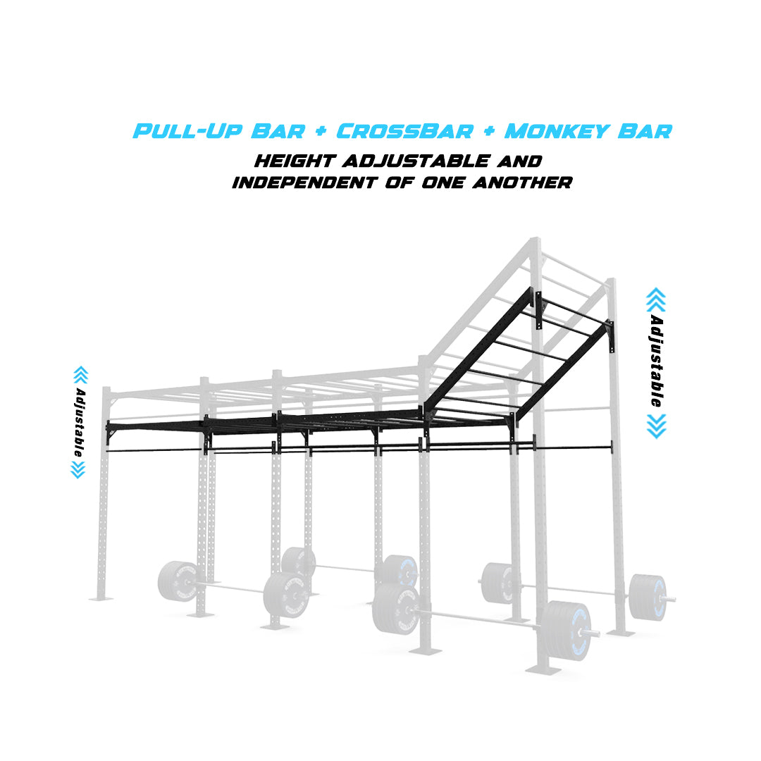 20' Freestanding Builder® Pull Up Rig Pull-Up Bar, Crossbar and Monkey Bar Adjustability