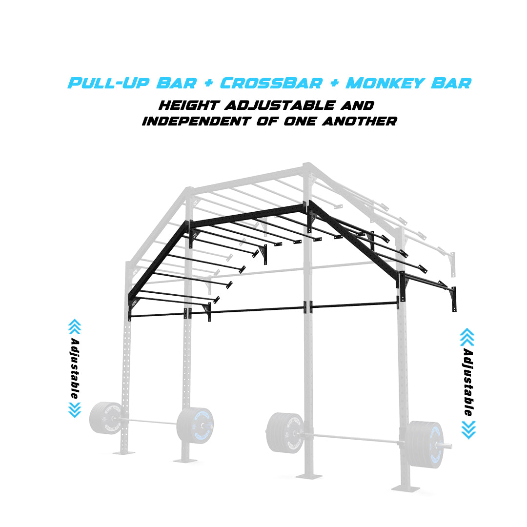 14' Wall-Mount Builder® Pull Up Rig Pull-Up Bar, Crossbar and Monkey Bar Adjustability