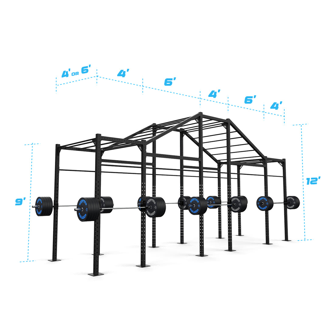24' Freestanding Builder® Pull Up Rig: Advanced 1 length and width dimensions
