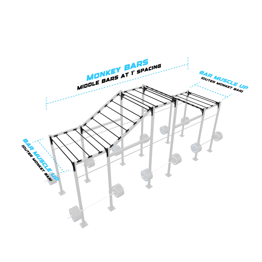 24' Freestanding Builder® Pull Up Rig Monkey bar middle spacing