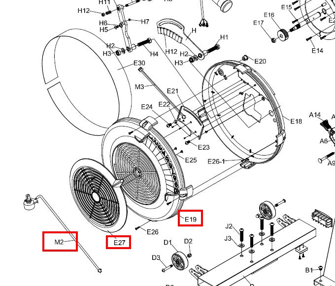 AMSB-PT-E19/E27/M2: Outer Main Cover with Damper Disc Cover and M2 Wire Assembly