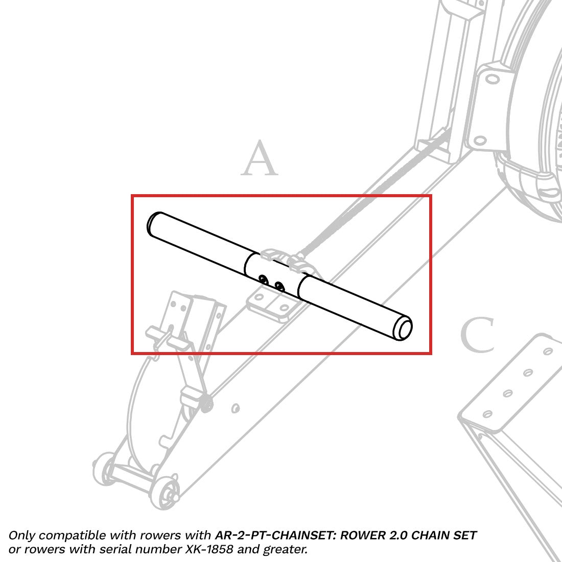AR-2-PT-A25Set: Handle for Xebex Fitness Rower 2.0
