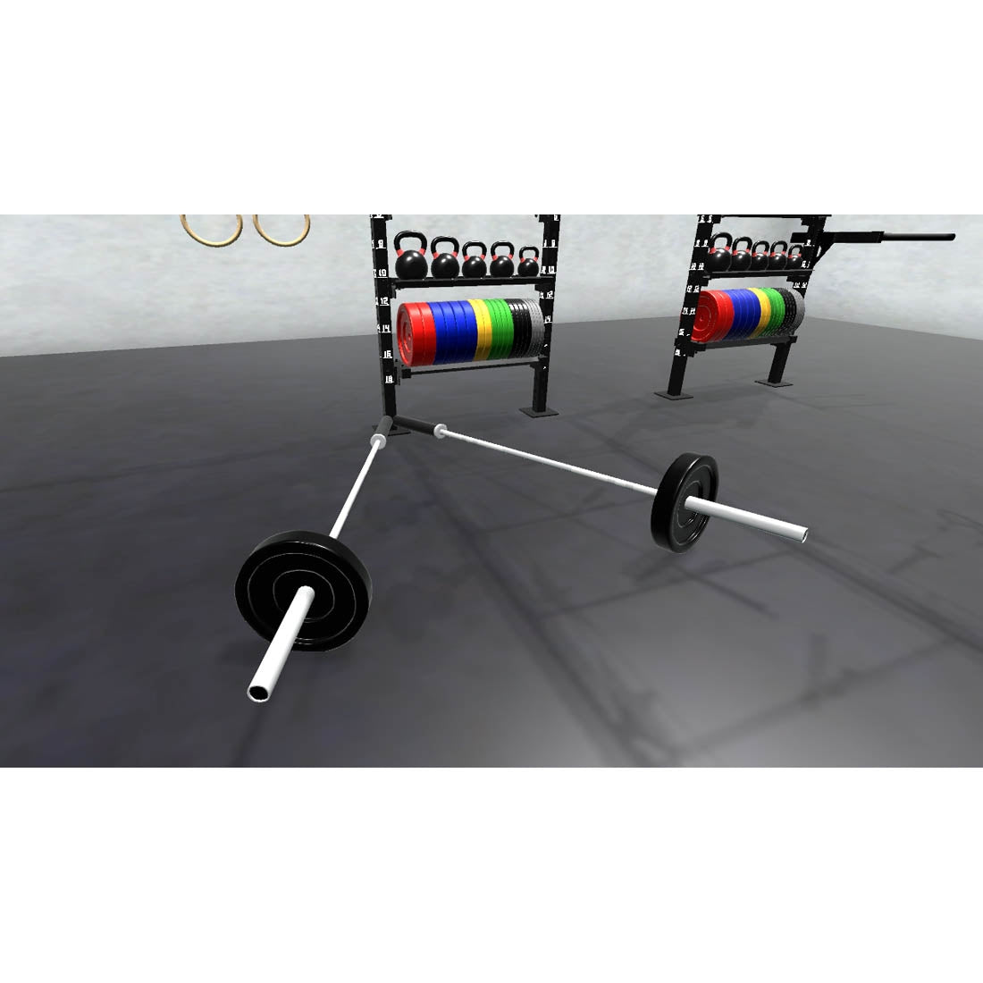 Bars, plates, dumbbells, kettlebells, and other accessories sold separately.