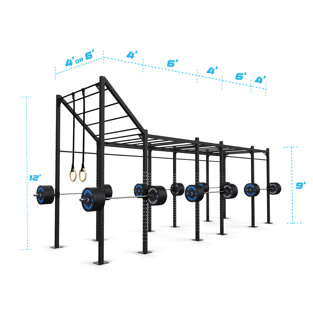 24' Freestanding Builder® Pull Up Rig: Advanced 4 length and width dimensions