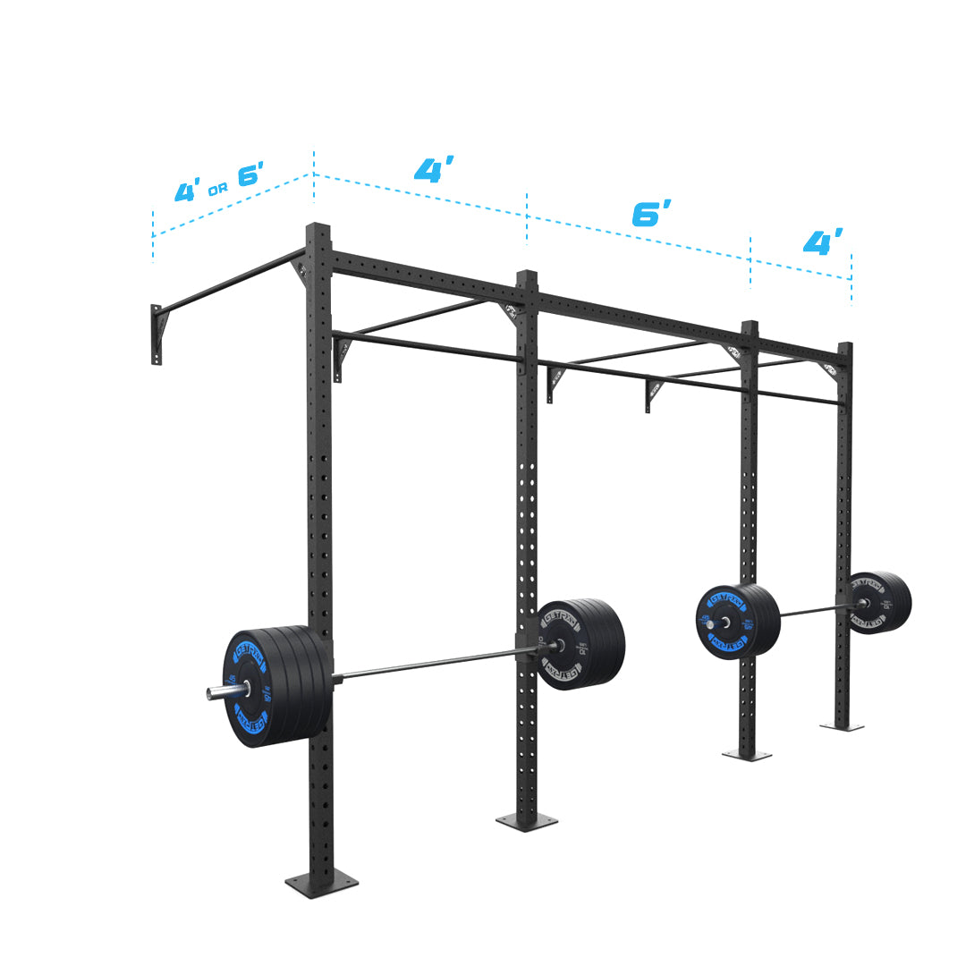 14' Wall-Mount Builder® Pull Up Rig: Dual-Independent Bars length and width dimensions