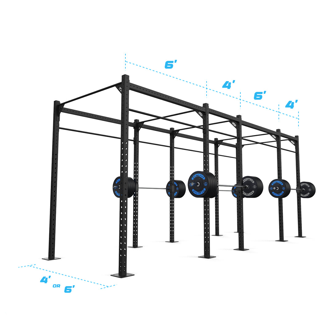 20' Freestanding Builder® Pull Up Rig: Dual-Independent Bars length and width dimensions