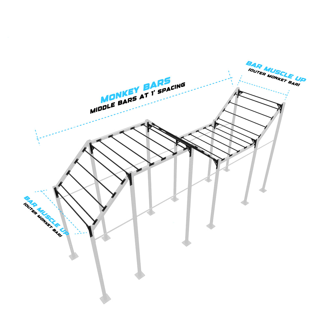 24' Freestanding Builder® Pull Up Rig Monkey bar middle spacing