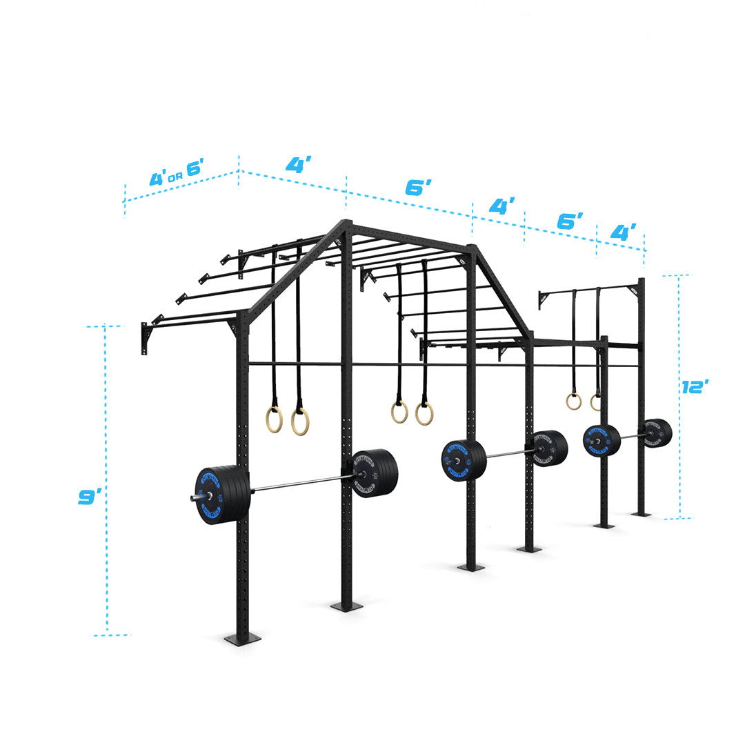 24' Wall-Mount Builder® Pull Up Rig: Expert 2 length and width dimensions