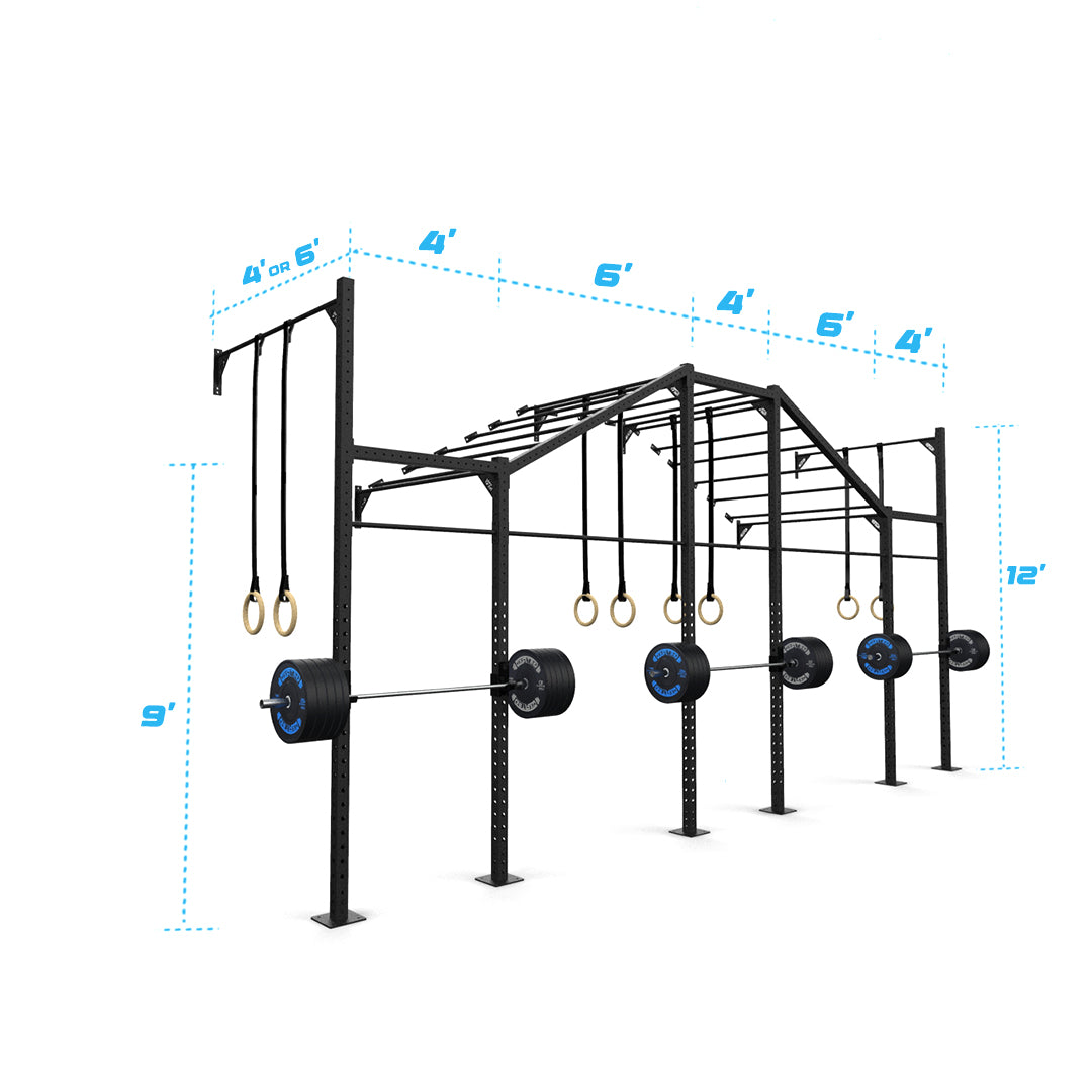 24' Wall-Mount Builder® Pull Up Rig: Expert 3 length and width dimensions