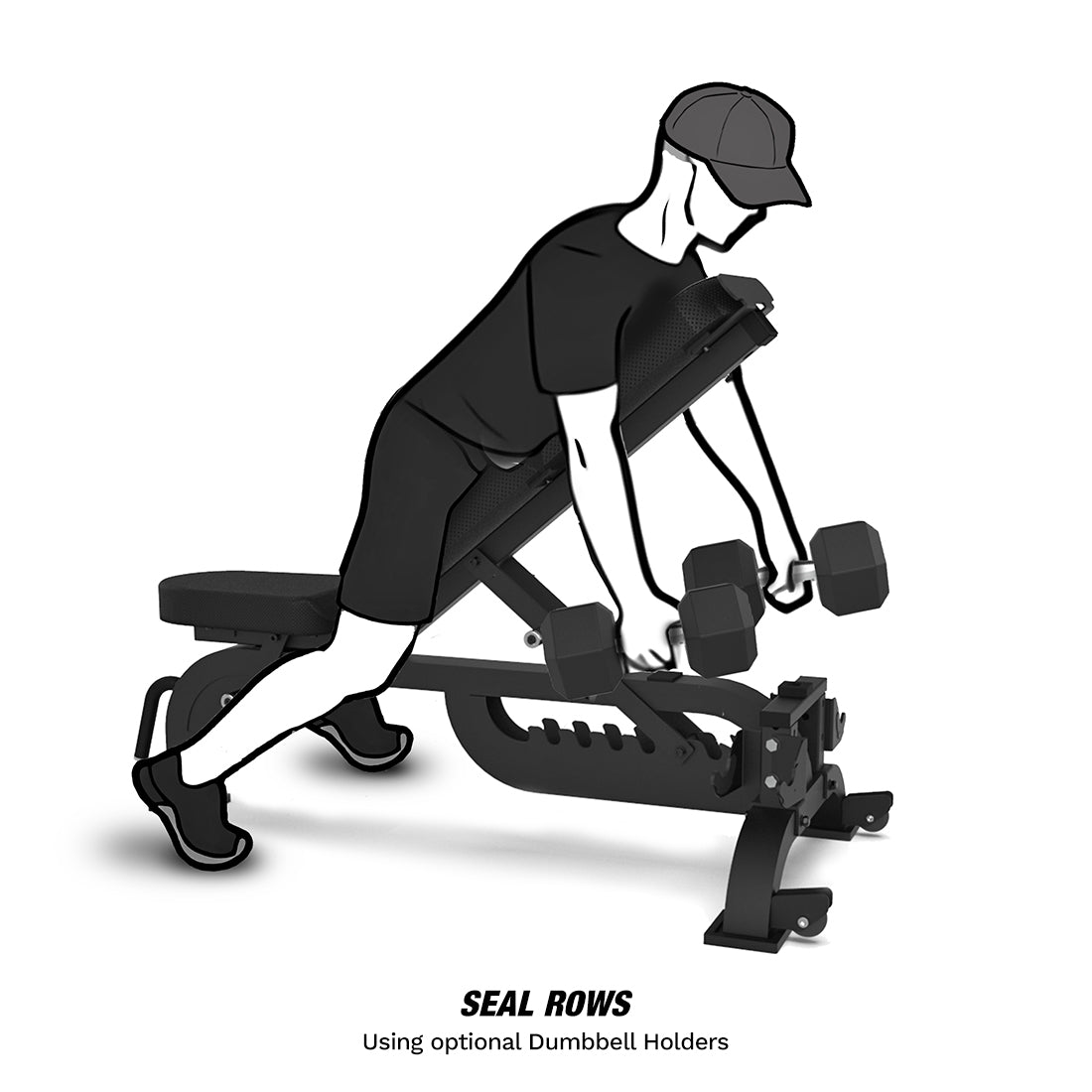 Perform seal rows more easily with optional Dumbbell Holders
