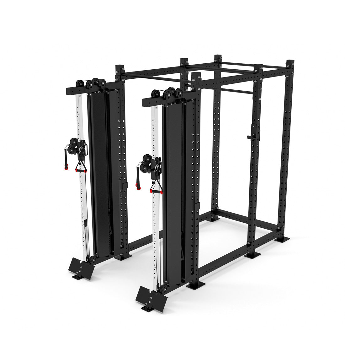 Angle 2 of 2x Functional Trainer Single Column Weight Stack 1000 attached to 6-Post Titan Power Rack