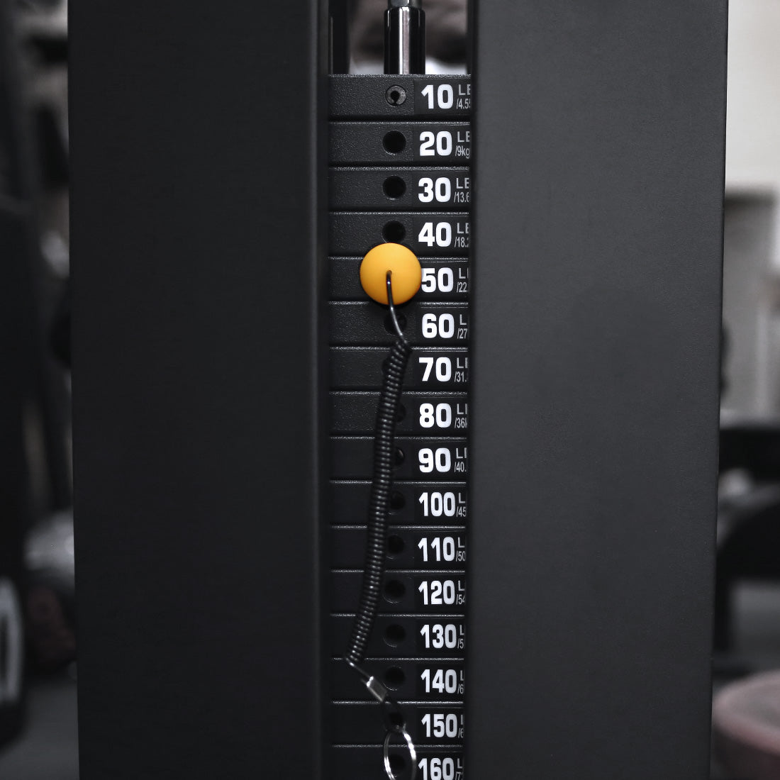 Weight stack with pull pin lock to adjust weight from 10 LBS to 200 LBS