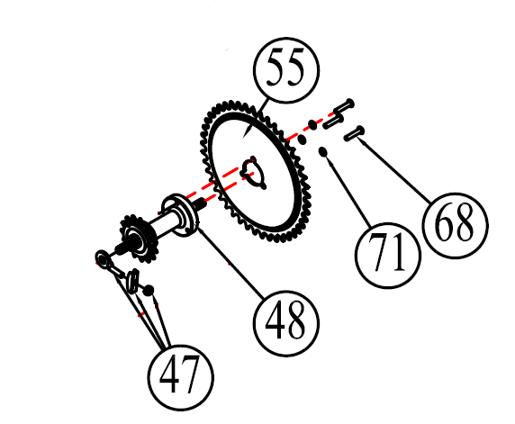 AB-1-PT-48: Idler Hub Set Includes: 1x 48, 1x 55, 1x 47, 3x 68, 3x 71