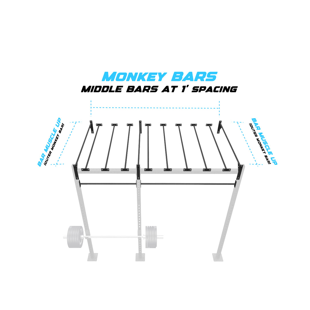 10' Wall-Mount Builder® Pull Up Rig Monkey bar middle spacing