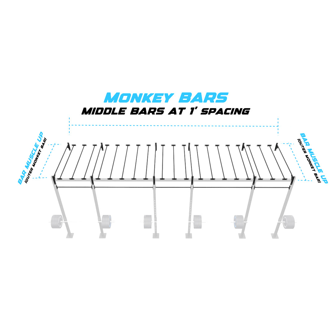 24' Wall-Mount Builder® Pull Up Rig Monkey bar middle spacing