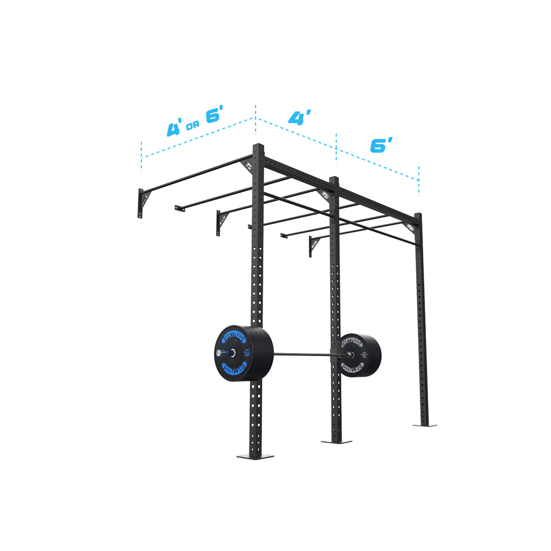 10' Wall-Mount Builder® Pull Up Rig: Intermediate 1 w/ 2' Monkey Bar Spacing length and width dimensions