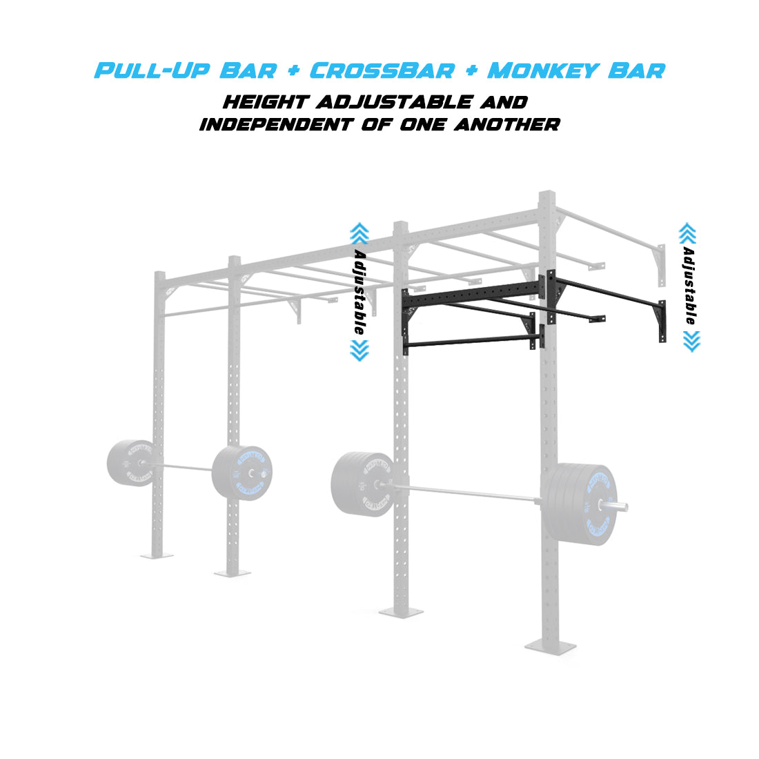 14' Wall-Mount Builder® Pull Up Rig Pull-Up Bar, Crossbar and Monkey Bar Adjustability