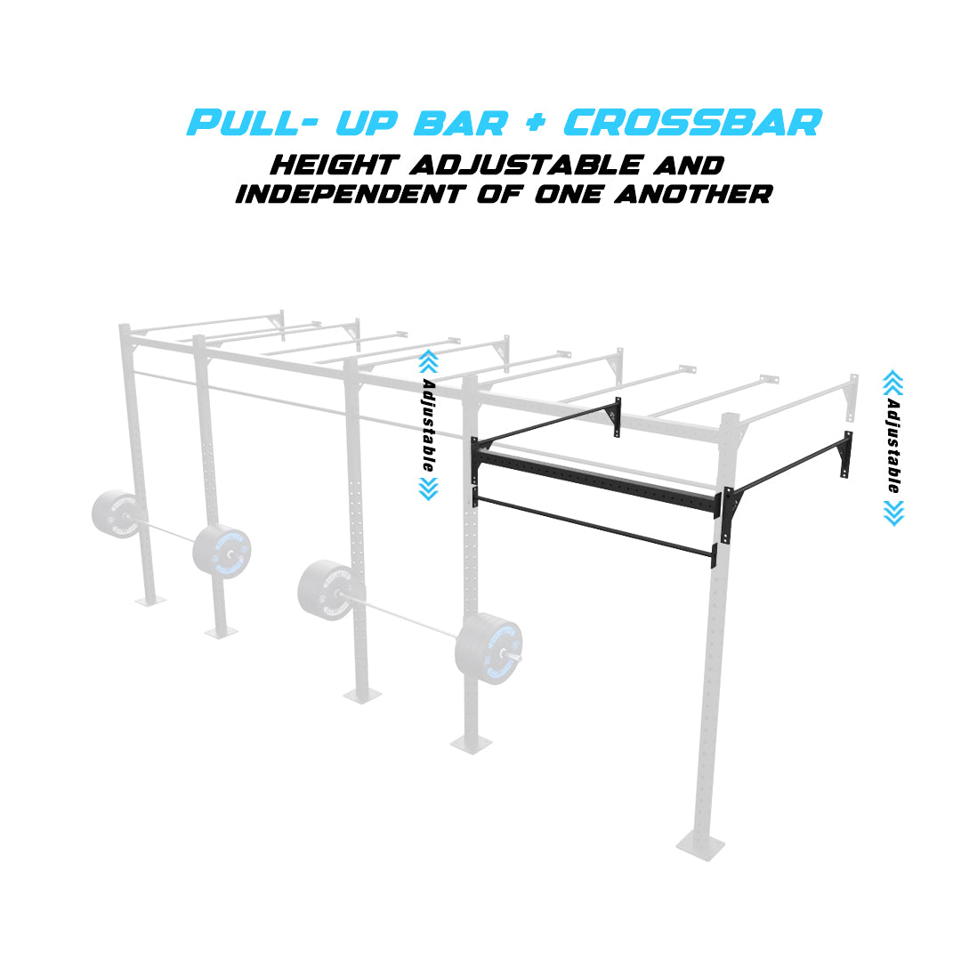 20' Wall-Mount Builder® Pull Up Rig Pull-Up Bar, Crossbar and Monkey Bar Adjustability