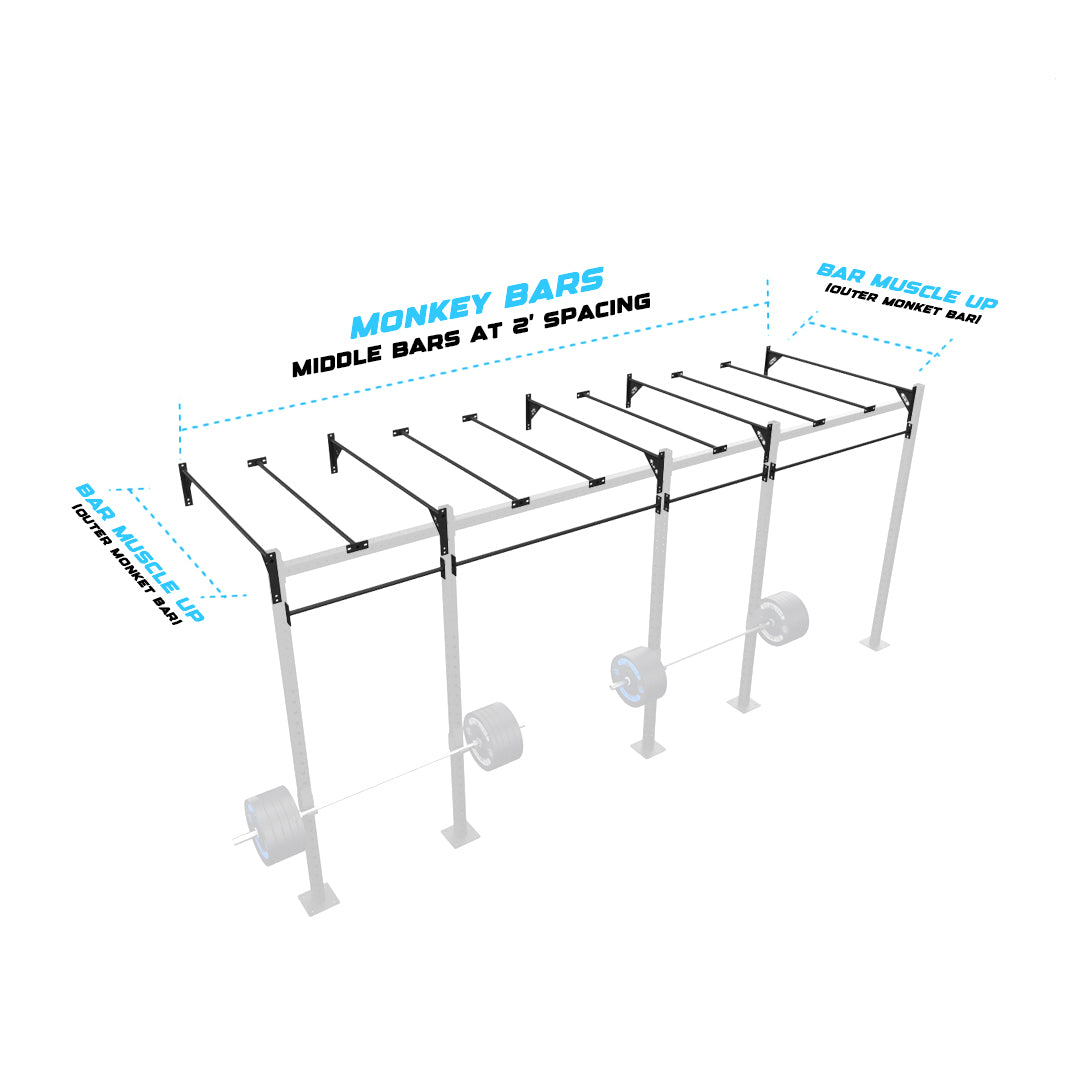 20' Wall-Mount Builder® Pull Up Rig Monkey bar middle spacing