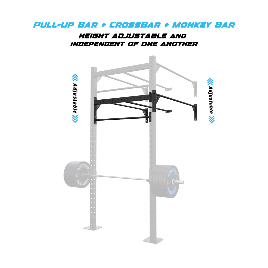 4' Wall-Mount Builder® Pull Up Rig Pull-Up Bar, Crossbar and Monkey Bar Adjustability