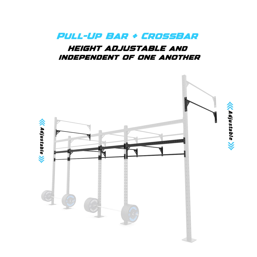 20' Wall-Mount Builder® Pull Up Rig Pull-Up Bar and Crossbar Adjustability