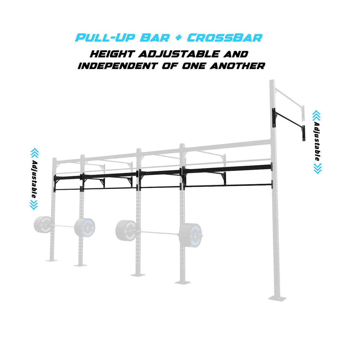 20' Wall-Mount Builder® Pull Up Rig Pull-Up Bar and Crossbar Adjustability