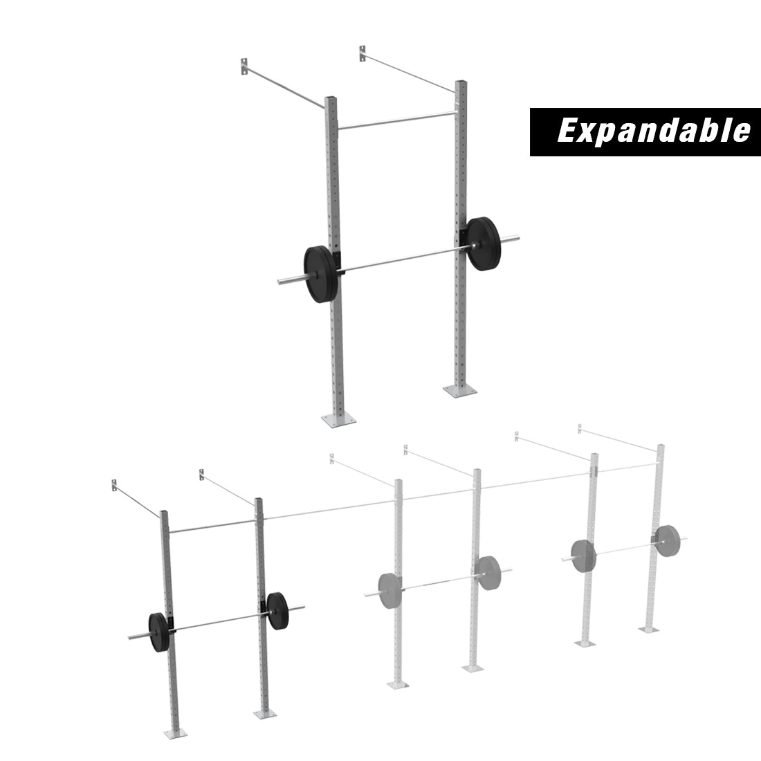 Galvanized Wall-Mounted Expandable 9' Height Pull-Up Rig with Monkey Bar Option