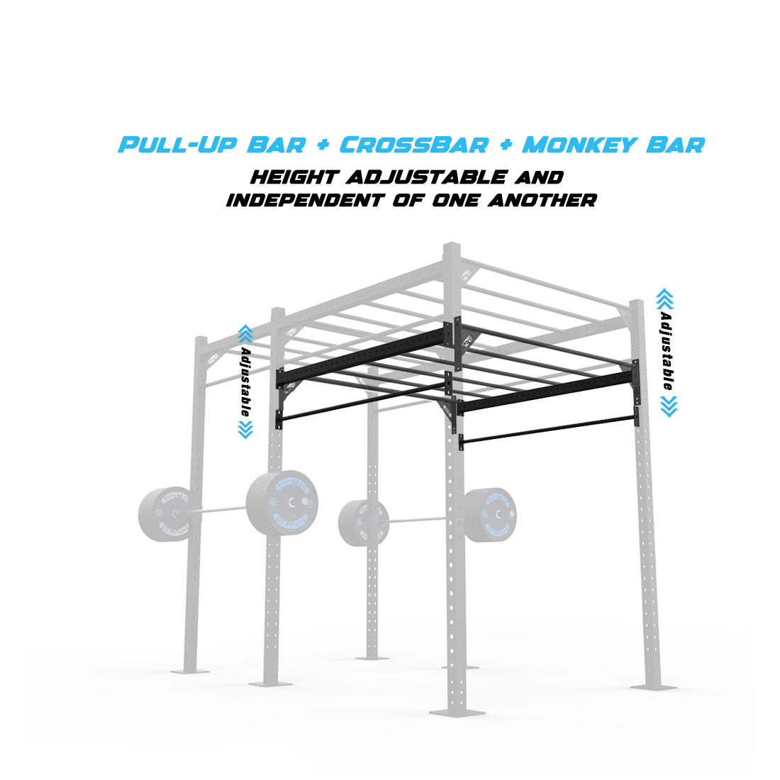 10' Freestanding Builder® Pull Up Rig Pull-Up Bar, Crossbar and Monkey Bar Adjustability