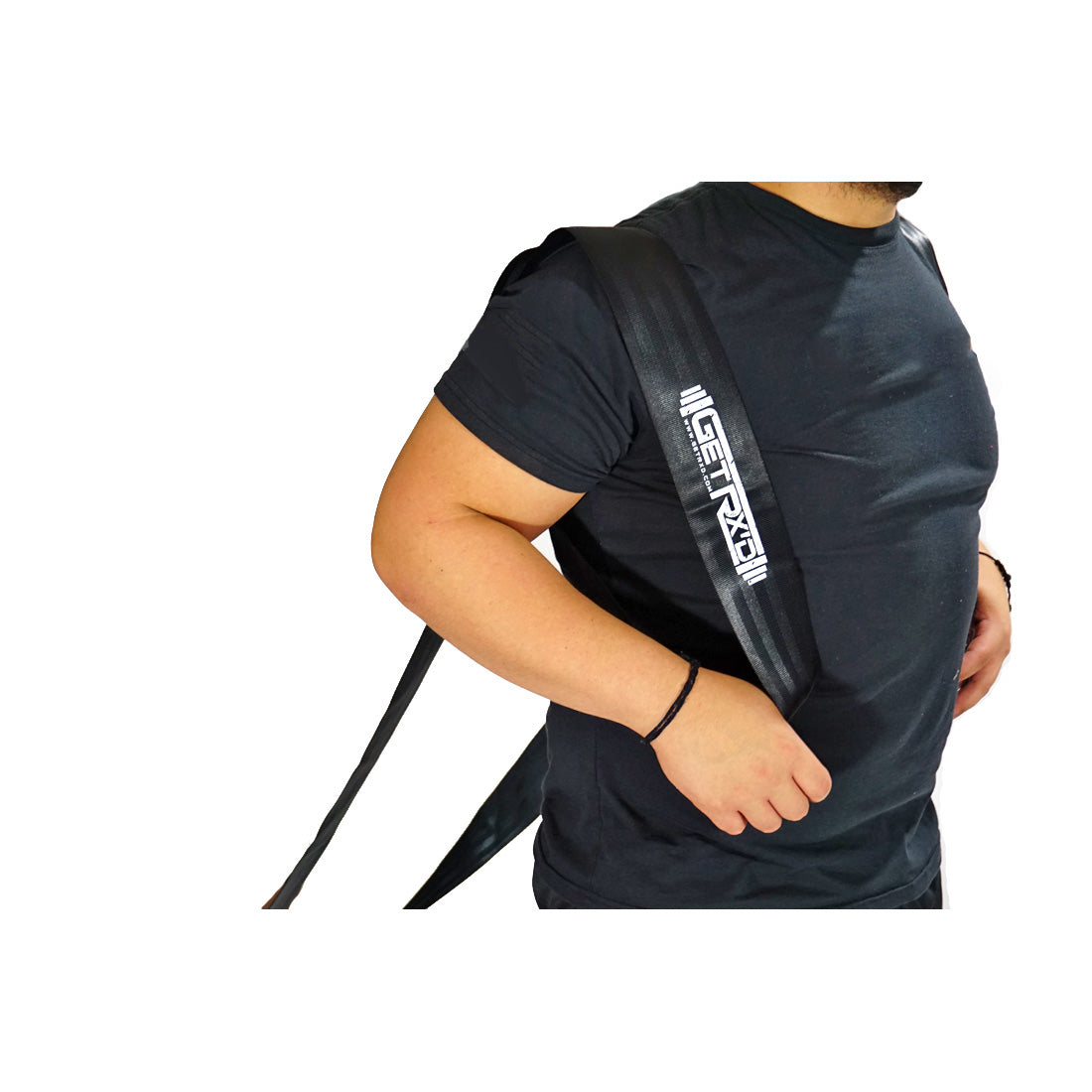 Shoulder strap loops around shoulders: Loop measures 12" in diameter