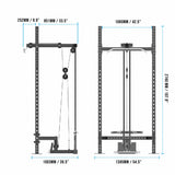 HRHL-400 Builder® Half Rack with Lat Pulldown and Low Row Attachment