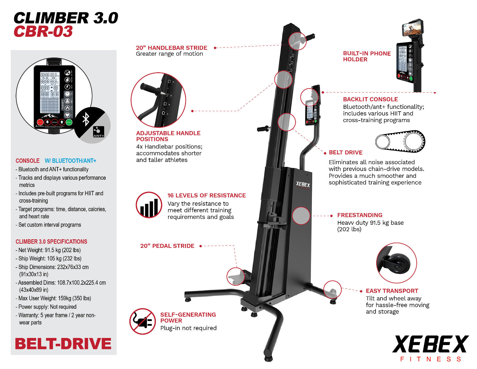 Xebex Fitness Vertical Climber v3.0 Smart Connect – Get Rxd