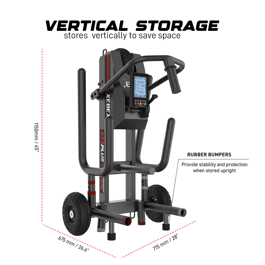 Xebex Fitness XT3 Plus V2 Sled vertical storage