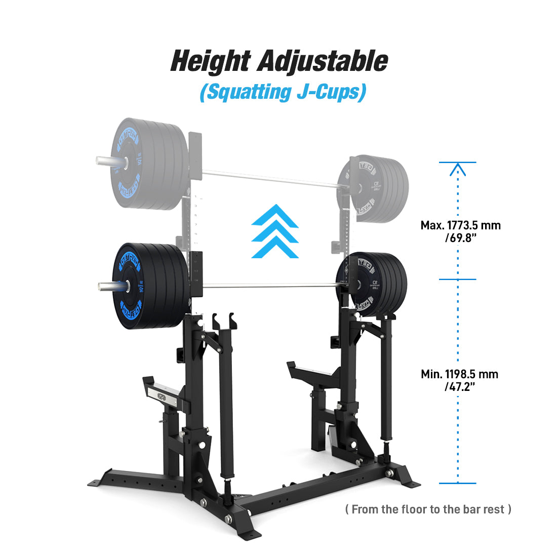 Squatting J-Cup Height Adjustability