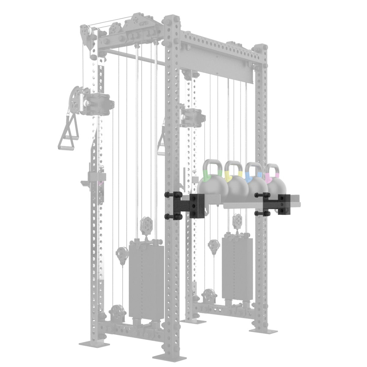 Shelf and Plate Sleeve Extension (Set) attached with kettlebell/dumbbell shelf