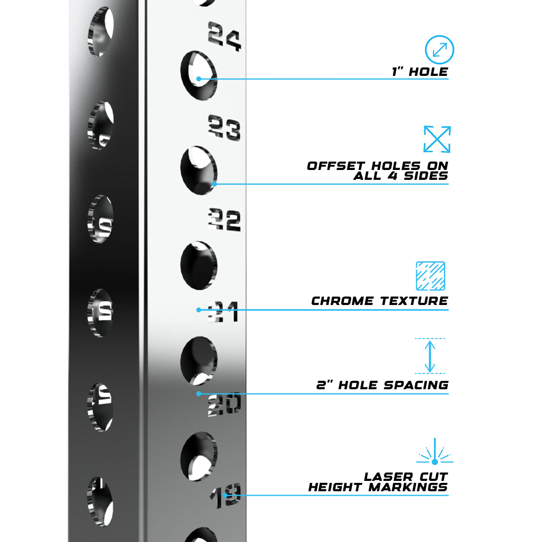 RX3 Chrome 92" Upright features