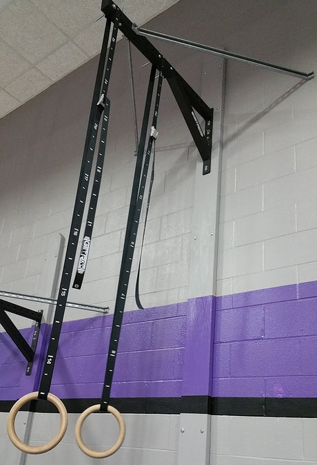 A-Hanger can be bolted directly into wall to hang rings or heavy bag