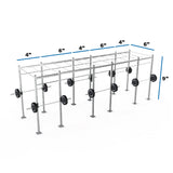 Add monkey bars spaced 2' apart throughout 24' length section