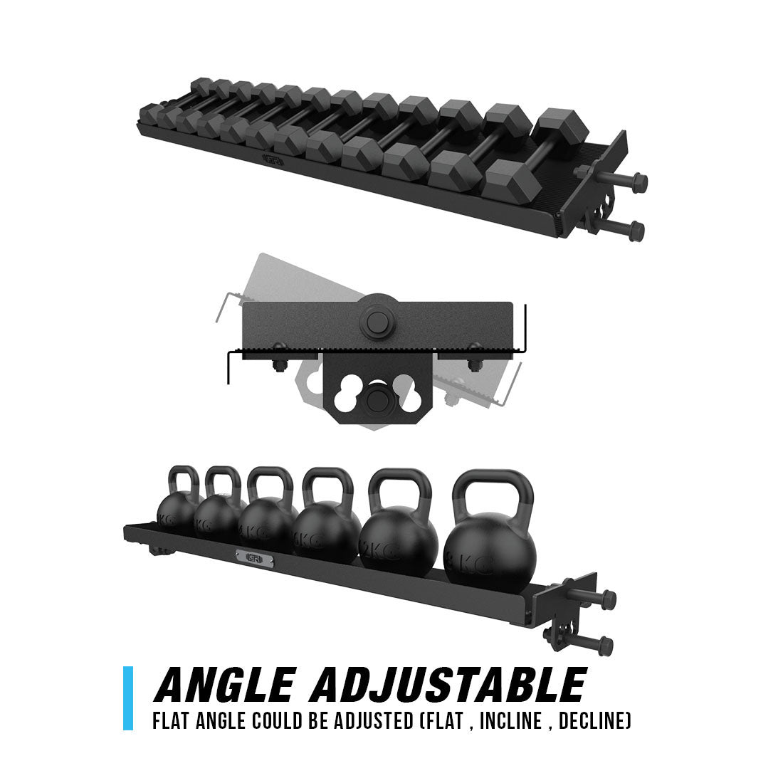 RX3 72" Adjustable Kettlebell and Dumbbell Shelf