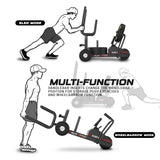 Xebex XT3 Plus V2 Sled allows user to move the tri-handlebar from the upright sled push position into the horizontal wheelbarrow slow for changing from sled mode to wheelbarrow mode